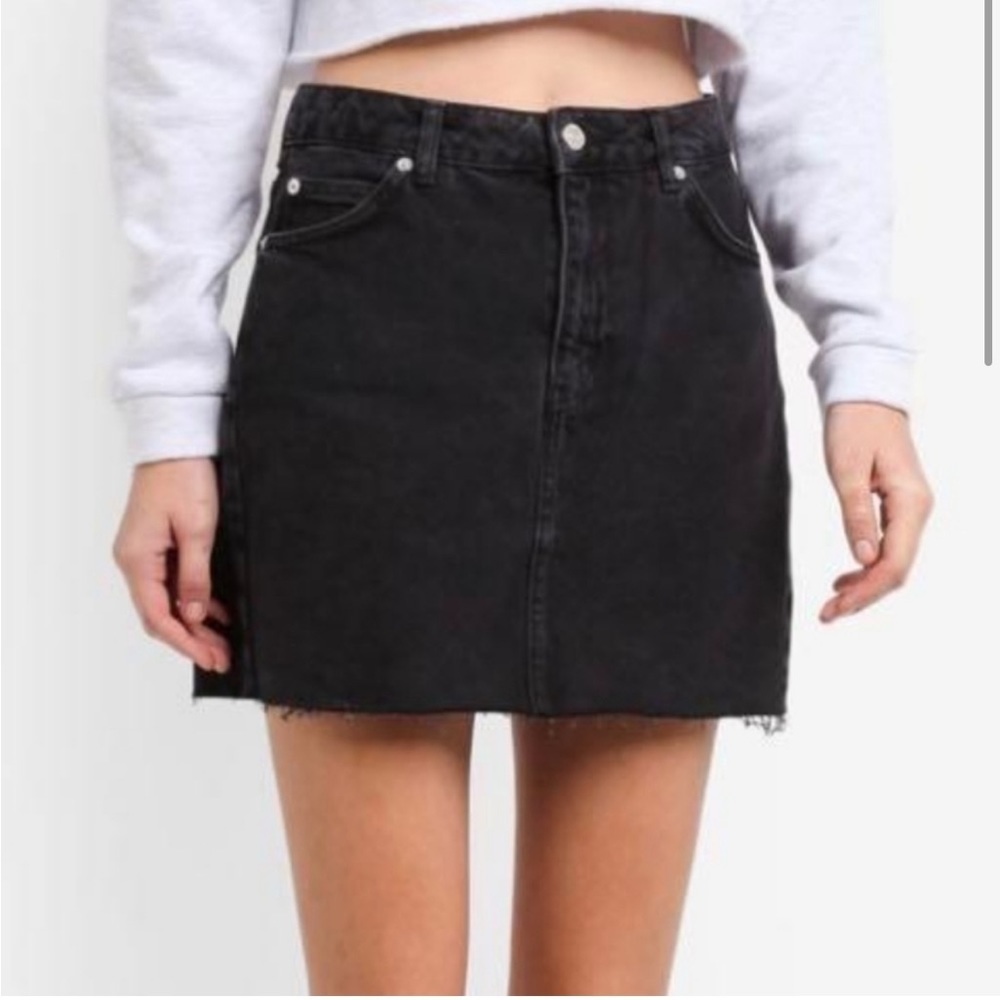 Topshop Moto Raw Hem Denim Skirt